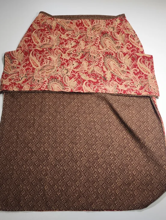 Handmade Reversible Maxi Skirt Red Beige Paisley Brown Geometric Boho Sz M - Picture 4 of 8